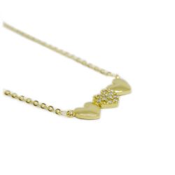 Colar Trio Cora��o Branco em Ouro 18 Kilates � 25403
